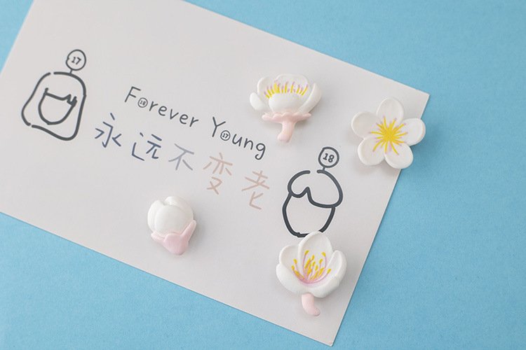 wholesale fresh resin fridge magnets, magnetic stickers, magnetic iron stickers, country flowers, creative whiteboard stickers, peach blossom magnetic stickers, cup stickers factory direct