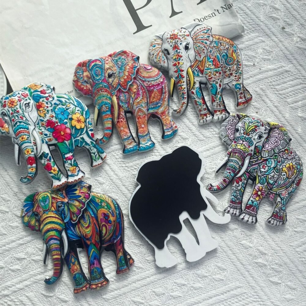 wholesale adorable elephant fridge magnets with bohemian style patterns, resin material and 3d embossed craftsmanship, souvenirs for travel factory direct