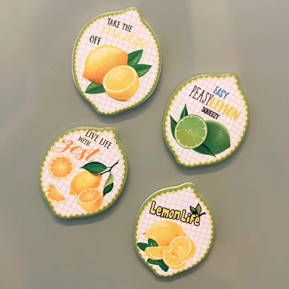 wholesale ceramic fridge magnets, lemon shape, refreshing summer home decoration factory direct