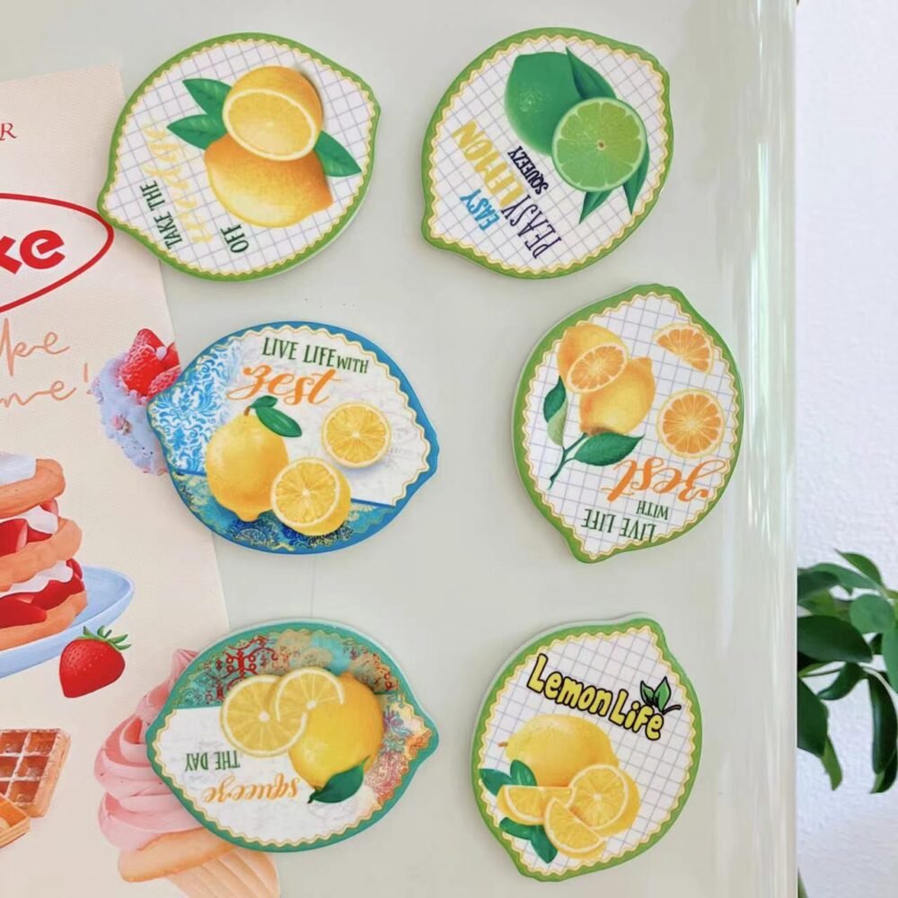wholesale ceramic fridge magnets, lemon shape, refreshing summer home decoration factory direct