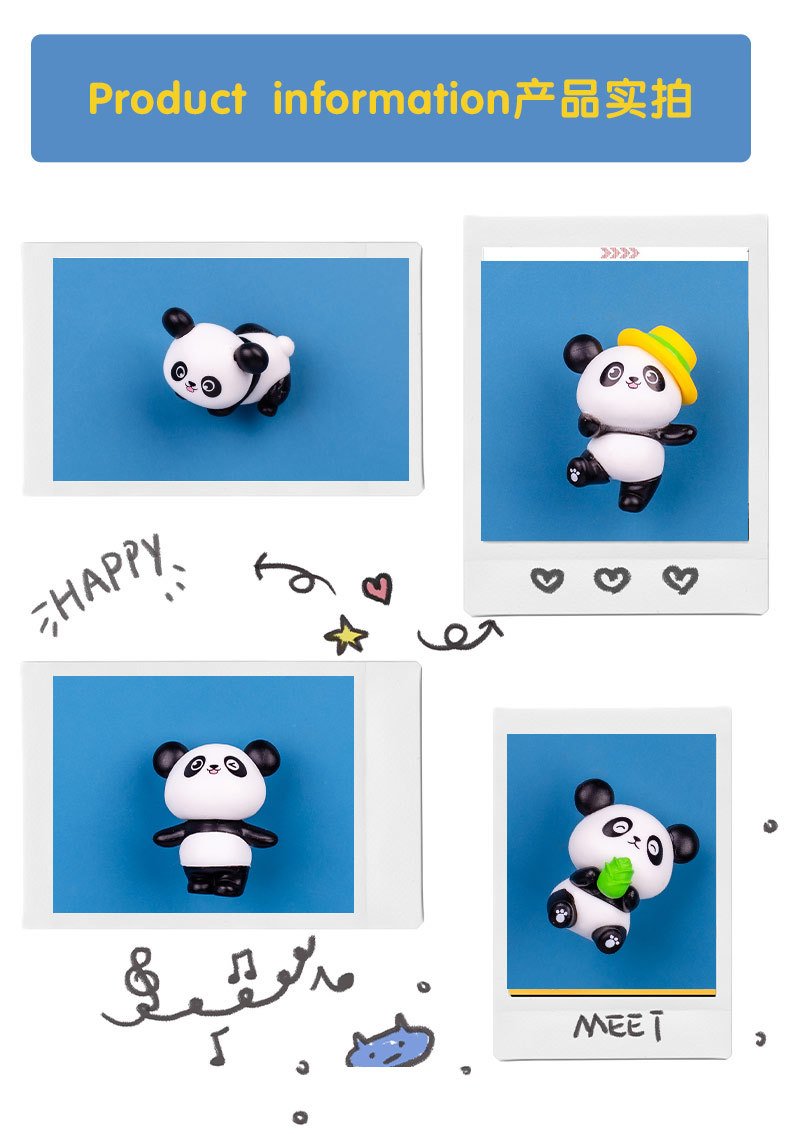 wholesale adorable panda fridge magnets, magnetic attraction, 3d creative travel cultural souvenirs, gifts, magnetic home decorations factory direct