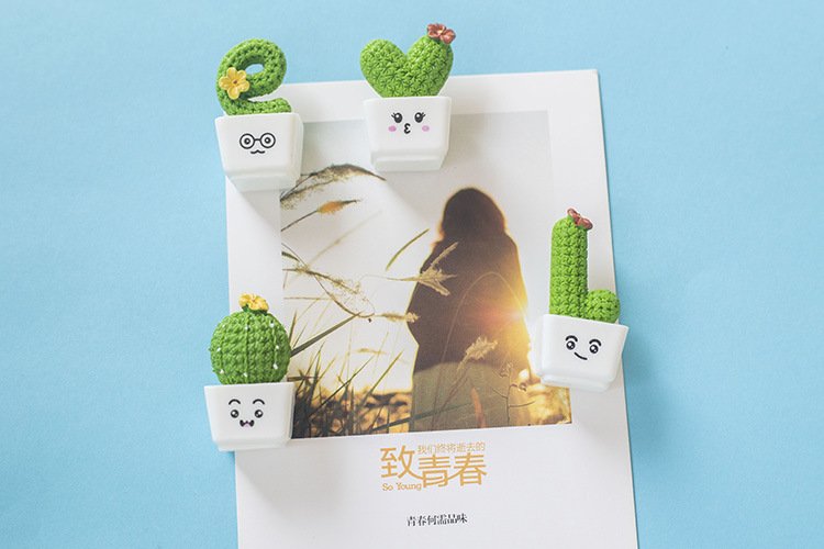 wholesale creative love cactus-shaped fridge magnets, magnetic stickers, green plant magnetic stickers, ironstone, message board stickers, note stickers factory direct