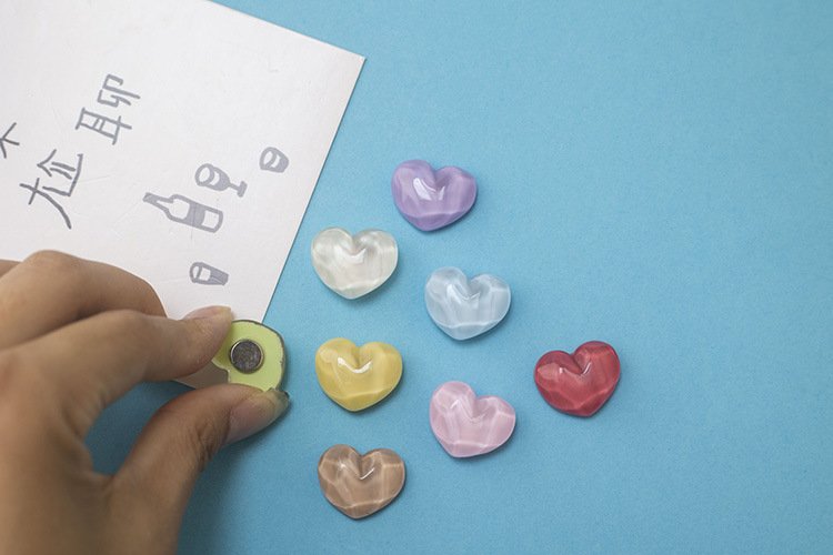 wholesale heart-shaped ironstone diy magnetic morandi-colored decorative fridge magnets factory direct