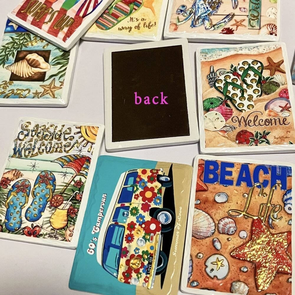 wholesale ocean series rectangular gold-plated 3d embossed ceramic fridge magnets for home daily decoration factory direct