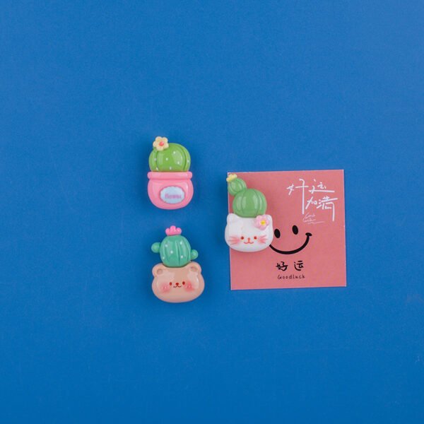wholesale cactus fridge magnets, creative cute cartoon 3d magnetic stickers, iron decorative message stickers factory direct