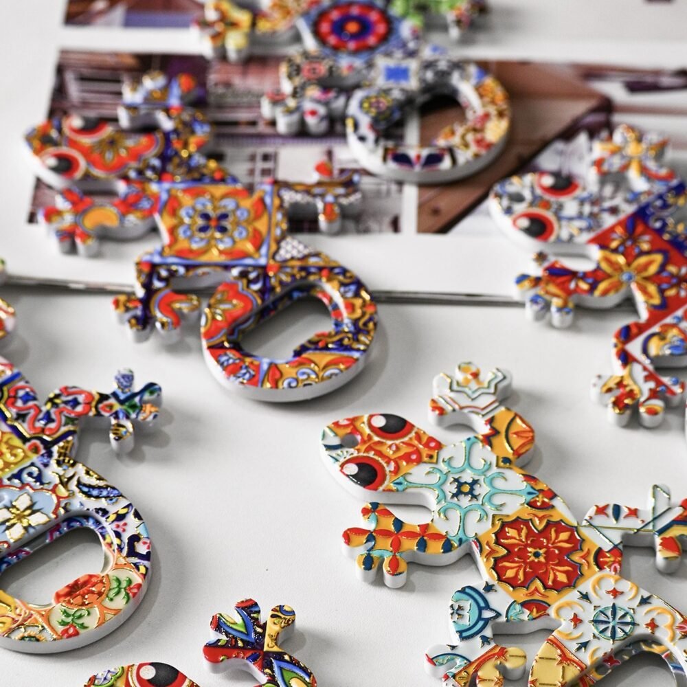 wholesale lizard melamine bottle opener with gold-plated craftsmanship, colorful patterns, bohemian style for home daily use factory direct