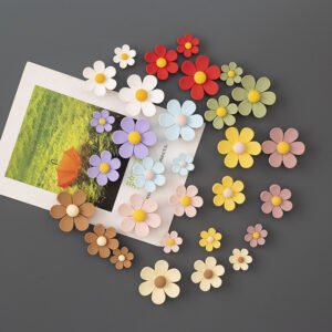 wholesale adorable daisies, elegant flowers, ins japanese style fresh 3d resin magnetic stickers for fridge magnets factory direct