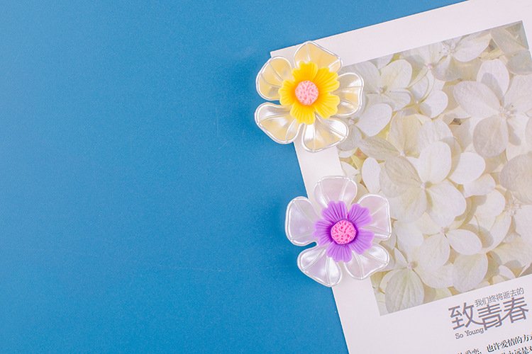 wholesale flower fridge magnets in blue, pink, purple, yellow, green, 3d decorative stickers factory direct