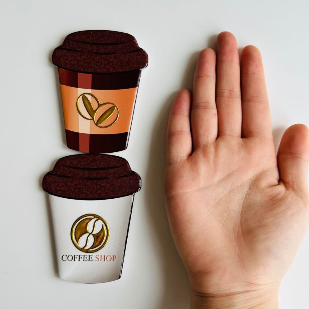 wholesale 3d gold-plated coffee-shaped fridge magnets, creative paper cup design for home daily decoration factory direct