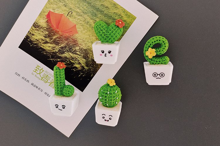 wholesale love cactus and small succulents, nordic plants, ins magnetic fridge magnets, 3d resin, museum and bookstore cultural and creative products factory direct