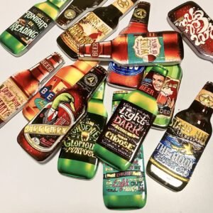 wholesale beer bottle-shaped 3d embossed gold-plated ceramic fridge magnets, unique and creative for home daily use factory direct