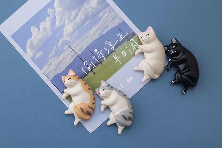 wholesale japanese 3d fridge magnets, fresh and cute pet small animals cats, ins decorative magnets, cartoon nordic style factory direct