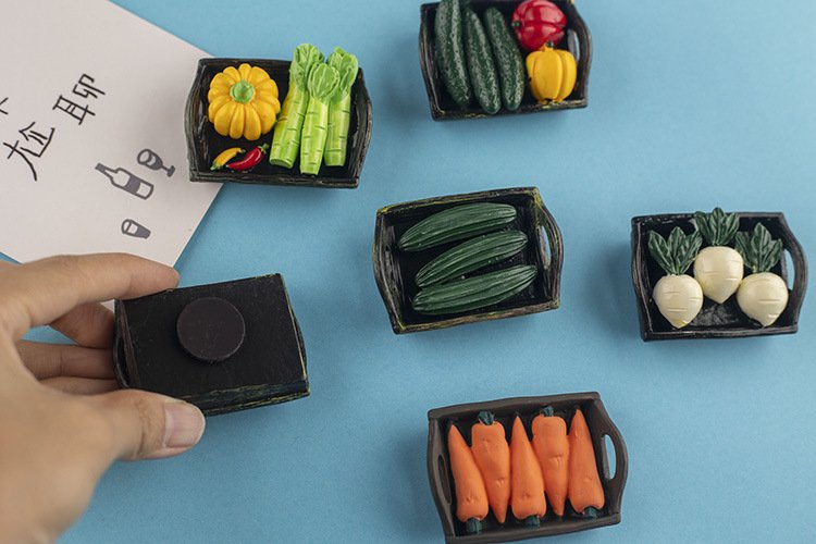 wholesale eggplant, carrot, potato, corn, sweet potato, fruit and vegetable platter, 3d simulated chinese cabbage fridge magnets, zucchini, magnetic stickers, cucumber, bell pepper magnetic stickers, radish resin magnetic stickers factory direct