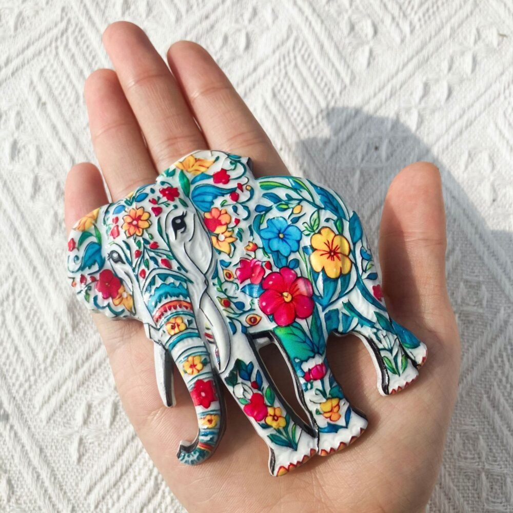 wholesale adorable elephant fridge magnets with bohemian style patterns, resin material and 3d embossed craftsmanship, souvenirs for travel factory direct