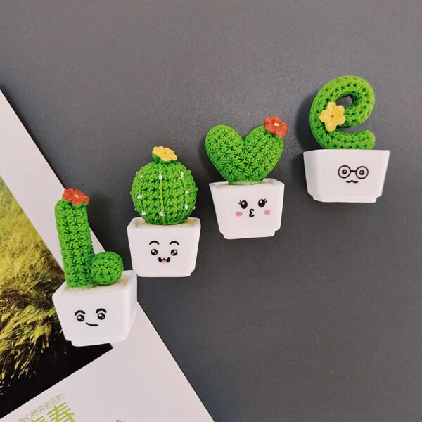 wholesale love cactus and small succulents, nordic plants, ins magnetic fridge magnets, 3d resin, museum and bookstore cultural and creative products factory direct