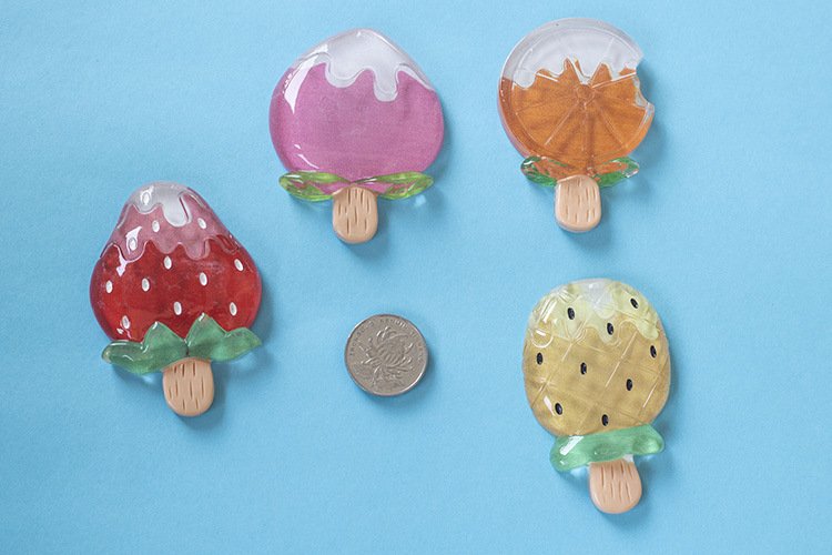 wholesale summer ice cream fridge magnets, magnetic stickers, creative cartoon, cute resin strawberries with jelly texture, home decorative message stickers factory direct