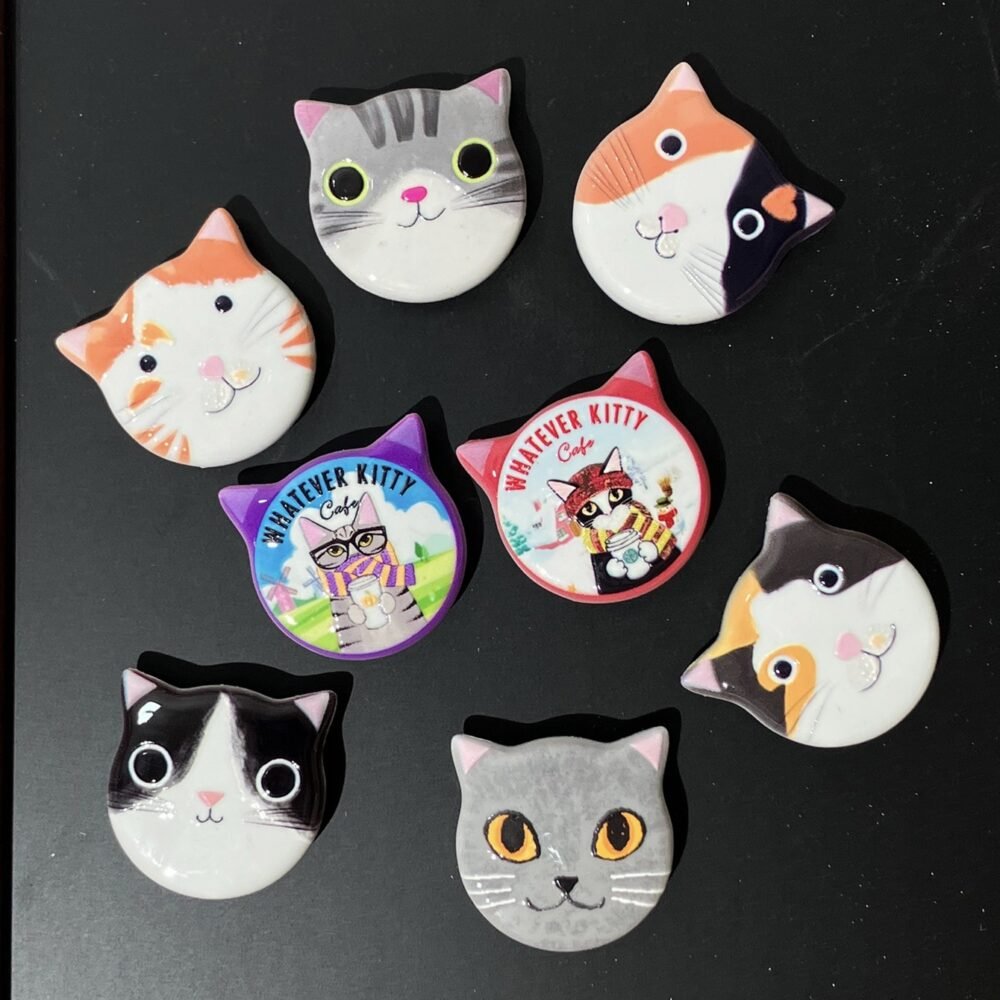 wholesale new arrival cute cat head fridge magnets, melamine material with embossed texture, shatter-resistant synthetic resin for home decoration factory direct