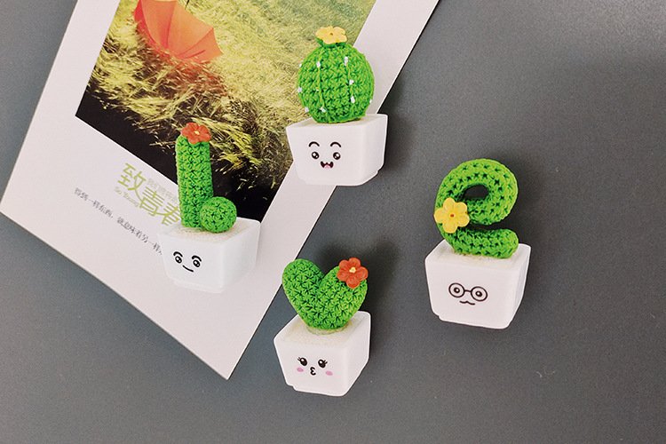 wholesale love cactus and small succulents, nordic plants, ins magnetic fridge magnets, 3d resin, museum and bookstore cultural and creative products factory direct