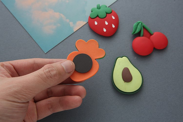 wholesale cute strawberries, carrots, avocados, cherries fruit fridge magnets, 3d  factory direct