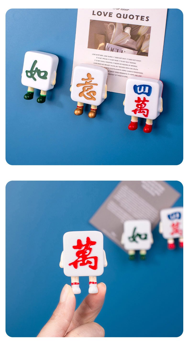 wholesale &quote;wishing you every success&quote; mahjong fridge magnets, 3d magnetic stickers, housewarming, wedding, new year, and spring festival decorations factory direct