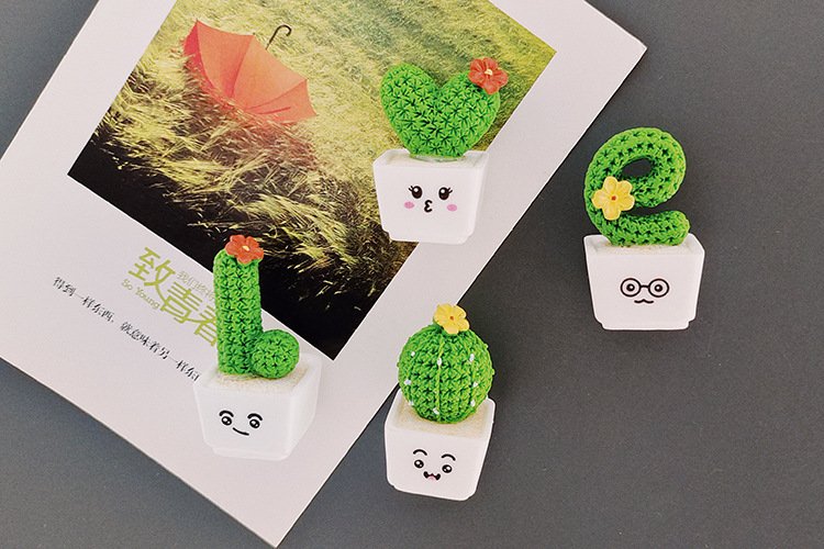 wholesale love cactus and small succulents, nordic plants, ins magnetic fridge magnets, 3d resin, museum and bookstore cultural and creative products factory direct