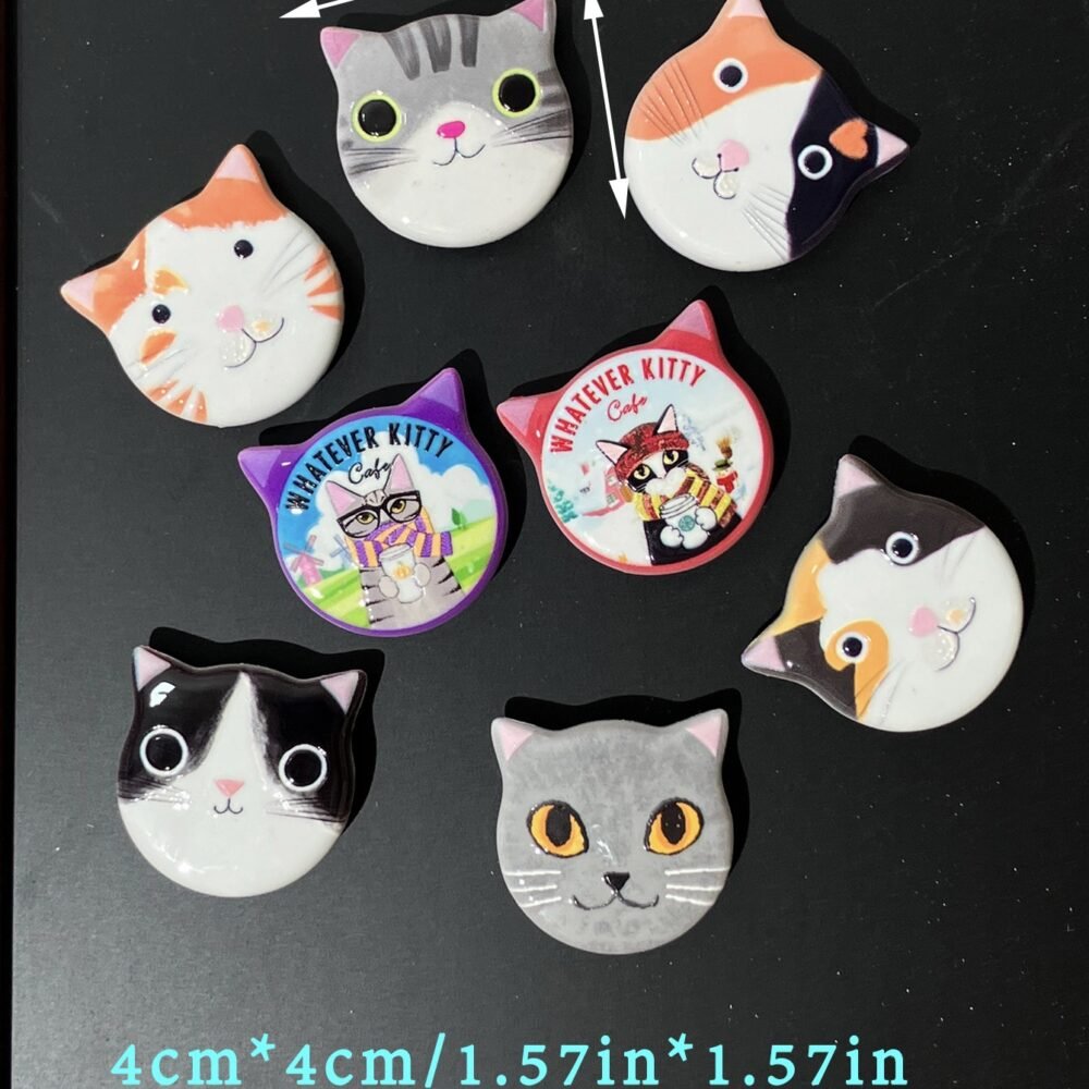 wholesale new arrival cute cat head fridge magnets, melamine material with embossed texture, shatter-resistant synthetic resin for home decoration factory direct