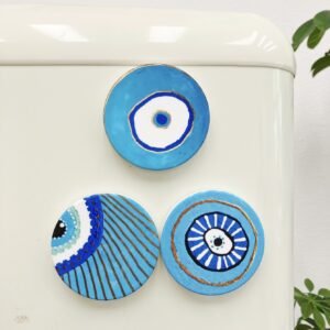 wholesale round evil eye ceramic fridge magnets, european and american style, home daily decorative magnets factory direct