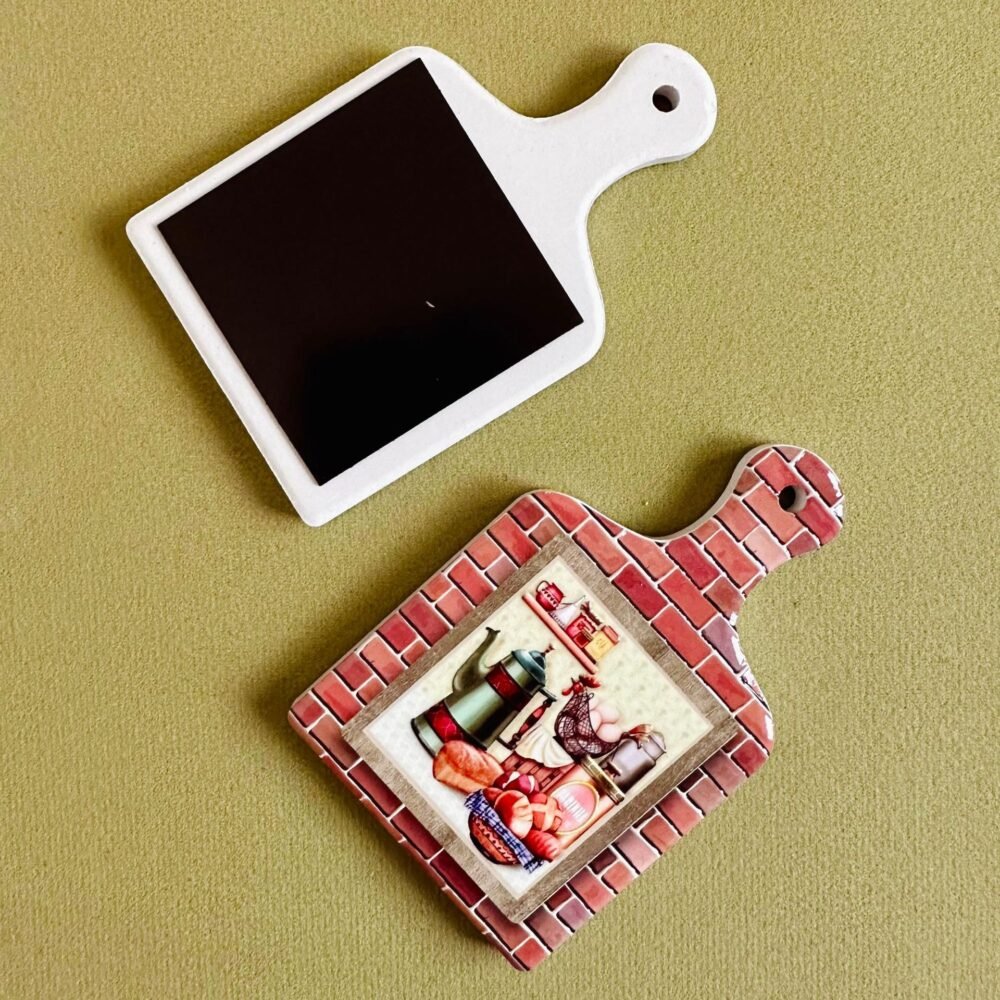 wholesale embossed cutting board-shaped fridge magnets with retro color patterns, european and american style magnetic stickers for home decoration factory direct