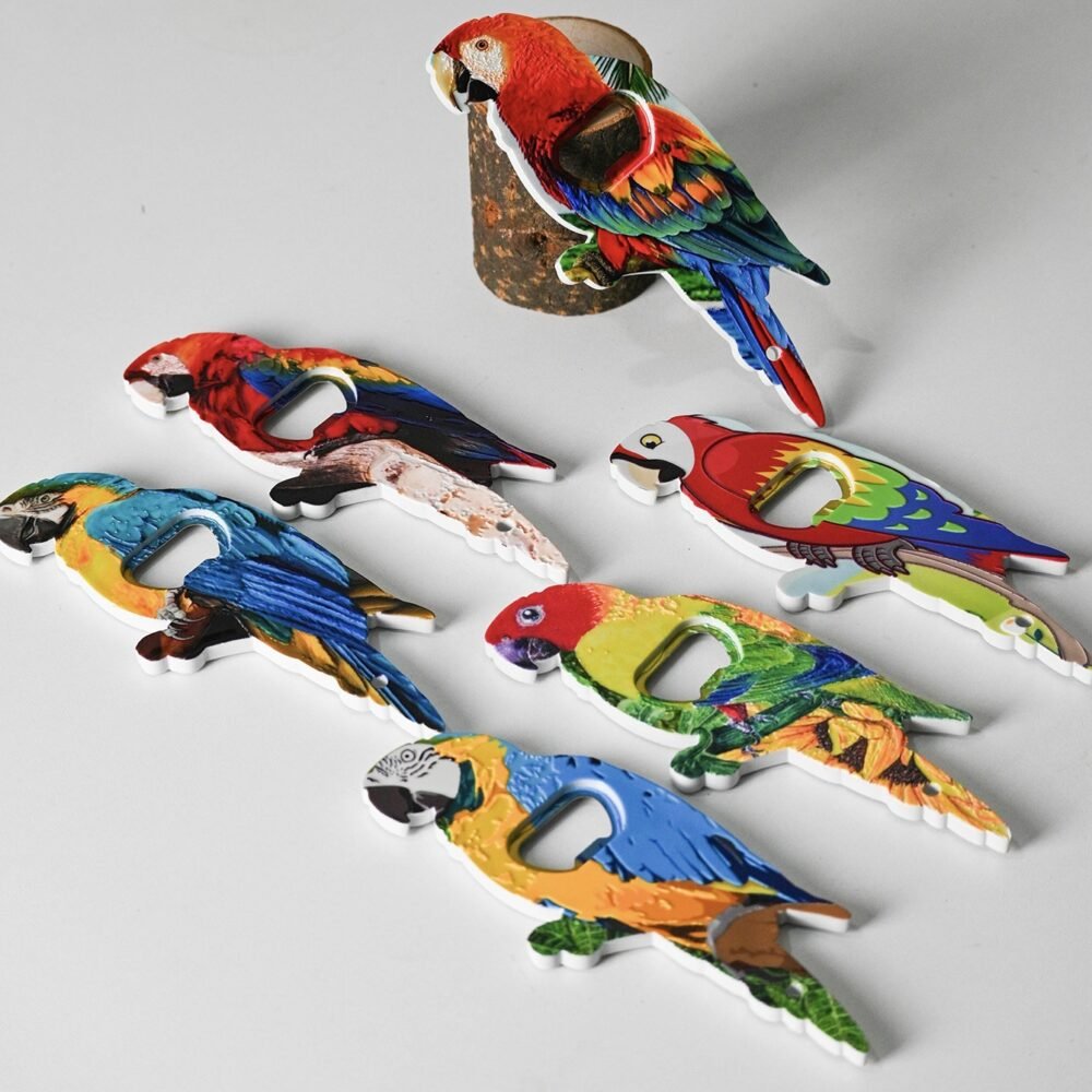 wholesale parrot bottle opener fridge magnets, melamine material with embossed craftsmanship, cute fridge magnets with colorful patterns factory direct wholesale parrot bottle opener fridge magnets, melamine material with embossed craftsmanship, cute fridge magnets with colorful patterns factory direct