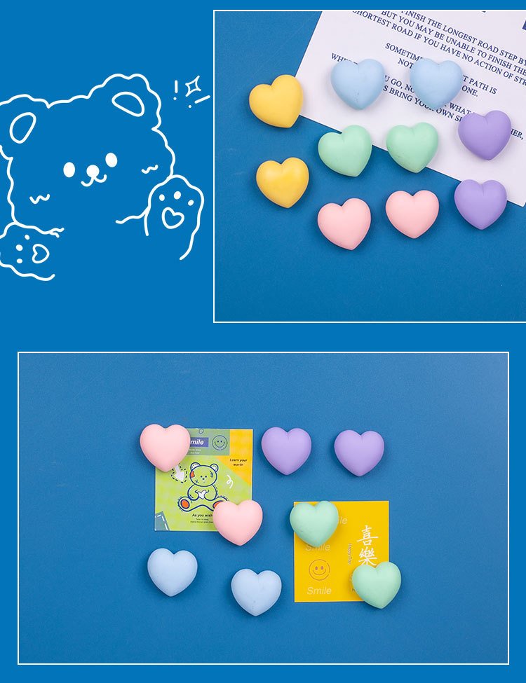 wholesale creative japanese style heart-shaped sandblasted retro color fridge magnets, photo wall instant photo magnets, ins message board decoration factory direct