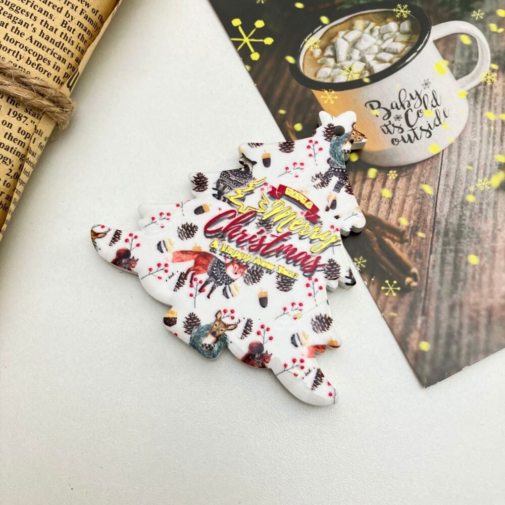 wholesale christmas tree party decorations, ceramic fridge magnets with embossed texture and gold-plated craftsmanship, creative home hanging accessories factory direct