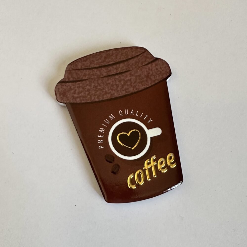 wholesale gold-plated 3d embossed coffee cup-shaped fridge magnets, waterproof creative ceramic for home daily use factory direct