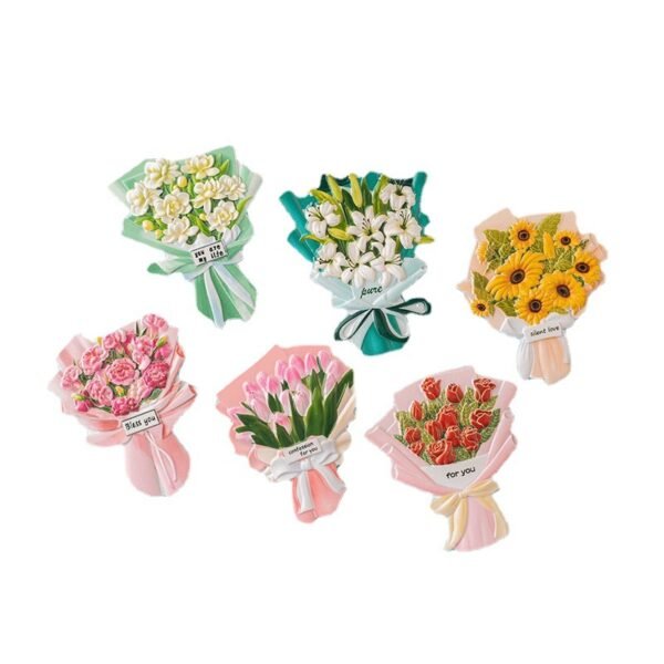 wholesale realistic resin 3d bouquet fridge magnets, creative magnets with roses, sunflowers, lilies, cultural and creative gifts factory direct