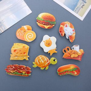 wholesale pet food fridge magnets: hamburgers, bread, fried eggs, cheese, bacon, sandwiches, hot dogs, snacks factory direct