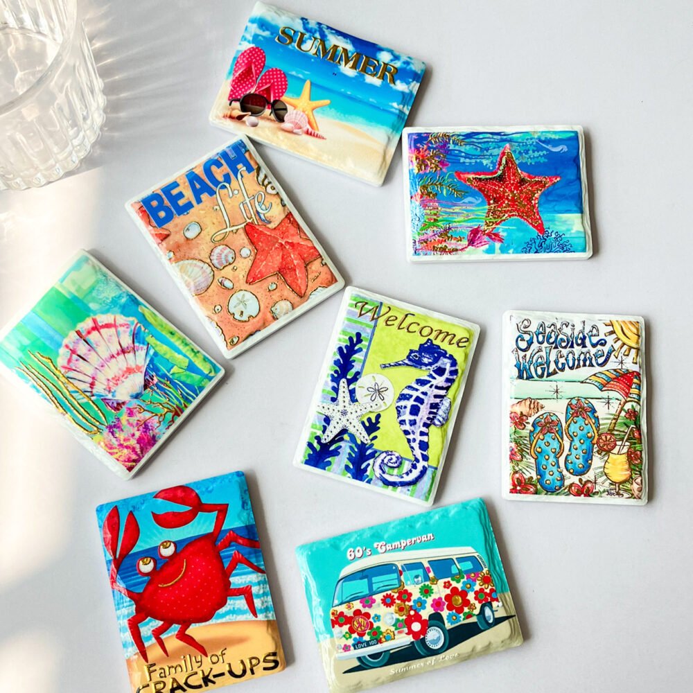 wholesale new ocean series gold-plated embossed ceramic fridge magnets for home decoration and daily use factory direct