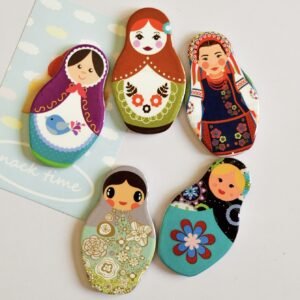 wholesale russian matryoshka fridge magnets with cartoon patterns, ceramic craft, souvenirs for travel and home decoration factory direct