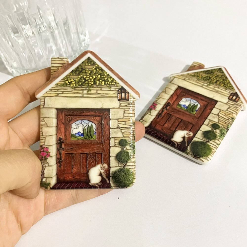 wholesale melamine house fridge magnets with gold-plated craftsmanship, embossed texture, shatter-resistant synthetic resin for home decoration factory direct
