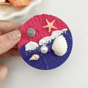 wholesale diy textured painting fridge magnets with natural shell magnetic attraction, 3d embossed seaside scenery, handcrafted factory direct