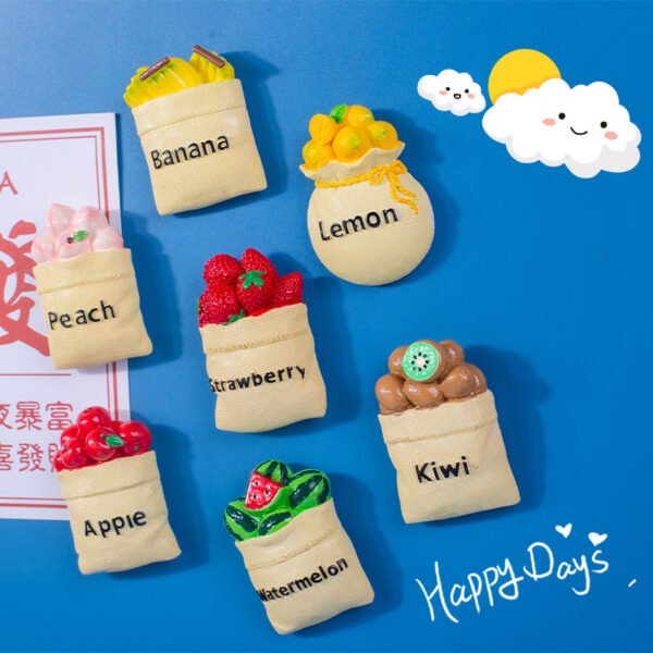 wholesale fruit fridge magnets: strawberries, kiwis, lemons, apples, peaches, watermelons, bananas factory direct