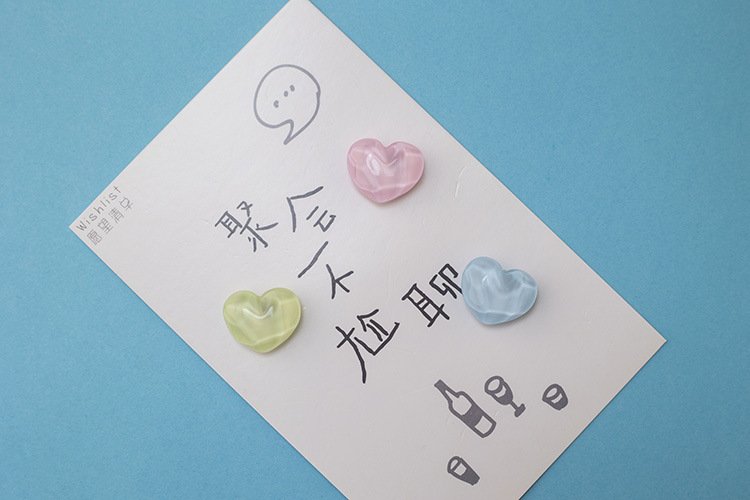 wholesale heart-shaped ironstone diy magnetic morandi-colored decorative fridge magnets factory direct