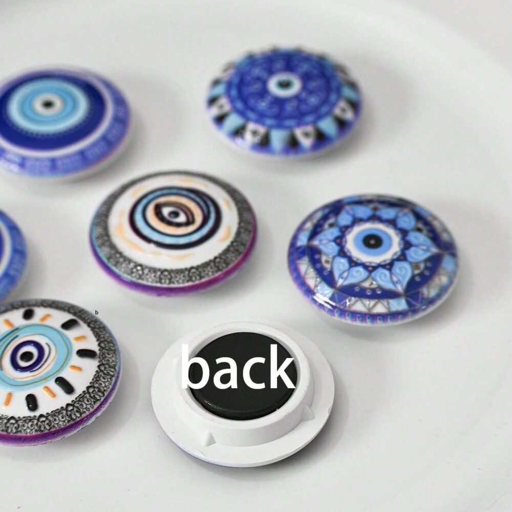 wholesale round evil eye pattern fridge magnets with 3d printed circular embossing for home decoration and daily use factory direct