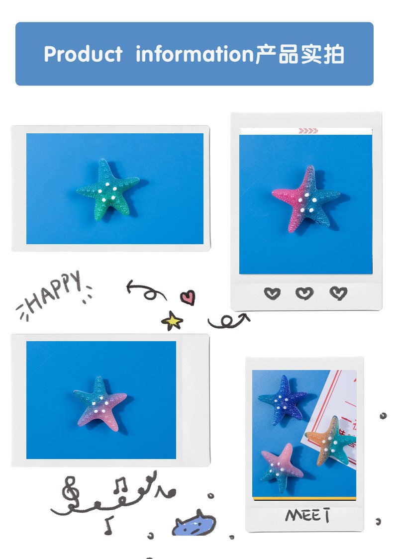 wholesale cute ocean-style shell and starfish resin fridge magnets, 3d magnetic stickers, ironstone slotted board decorative magnetic stickers factory direct