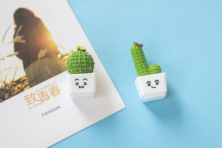 wholesale creative love cactus-shaped fridge magnets, magnetic stickers, green plant magnetic stickers, ironstone, message board stickers, note stickers factory direct