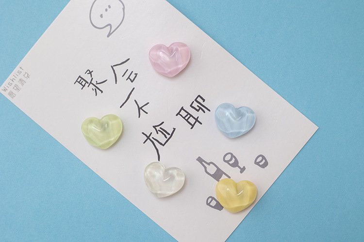 wholesale heart-shaped ironstone diy magnetic morandi-colored decorative fridge magnets factory direct