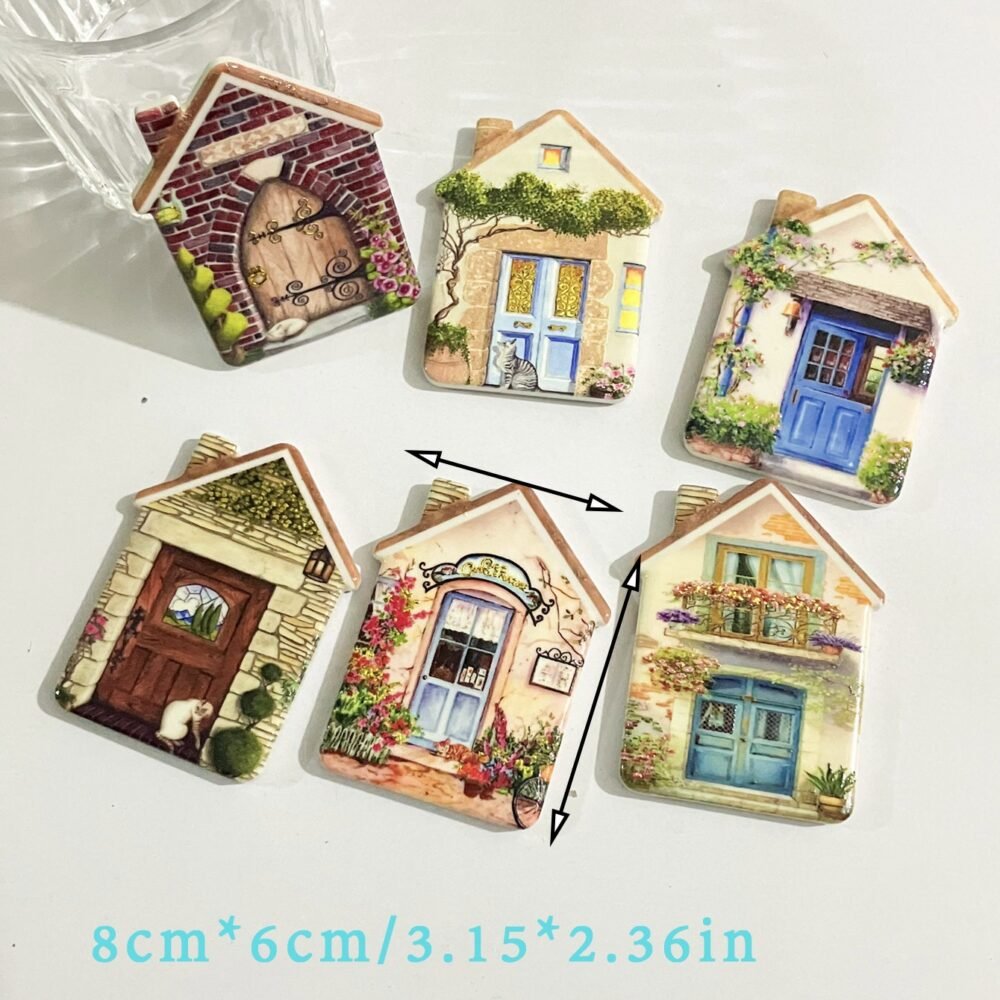 wholesale melamine house fridge magnets with gold-plated craftsmanship, embossed texture, shatter-resistant synthetic resin for home decoration factory direct
