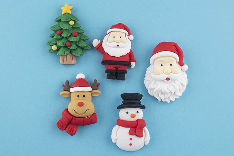 wholesale christmas themed fridge magnets: santa claus, santa's head, reindeer, snowman, christmas tree factory direct