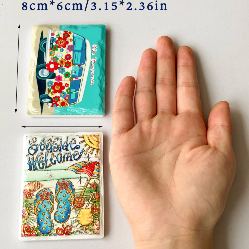 wholesale new ocean series gold-plated embossed ceramic fridge magnets for home decoration and daily use factory direct