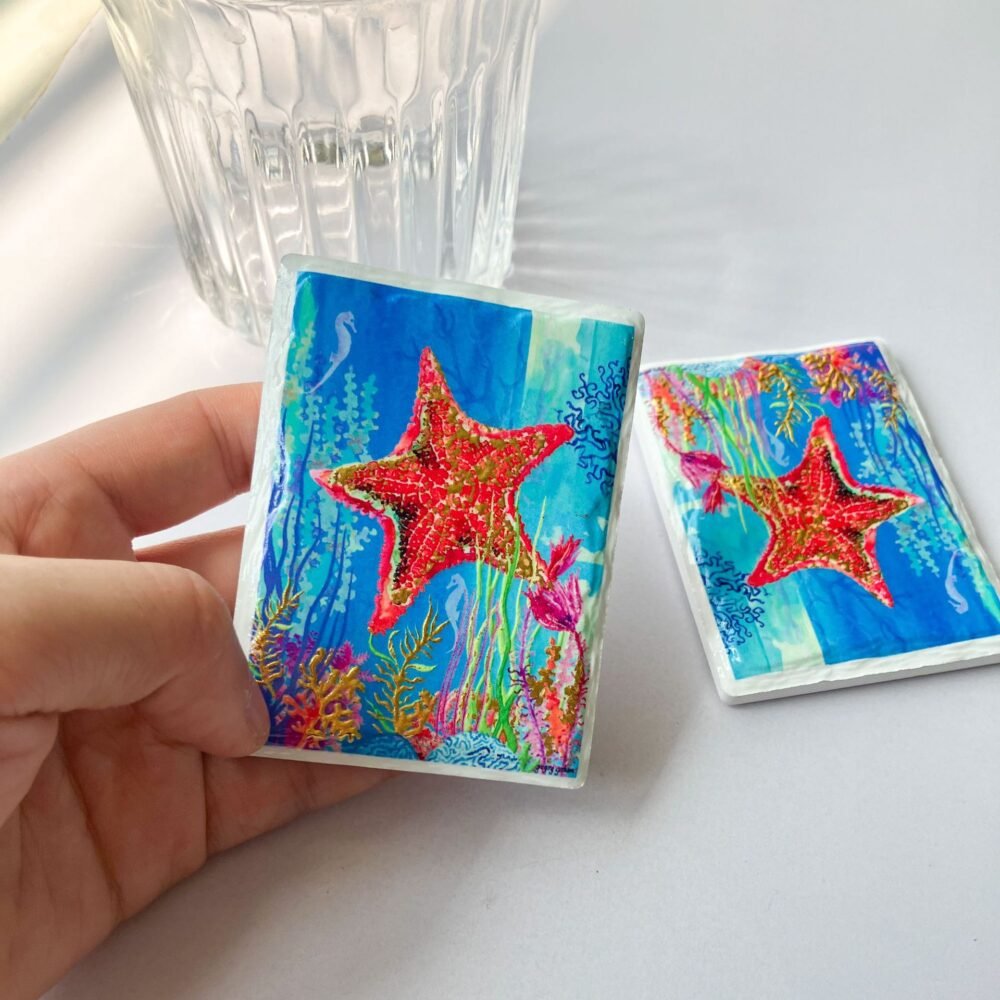 wholesale new ocean series gold-plated embossed ceramic fridge magnets for home decoration and daily use factory direct