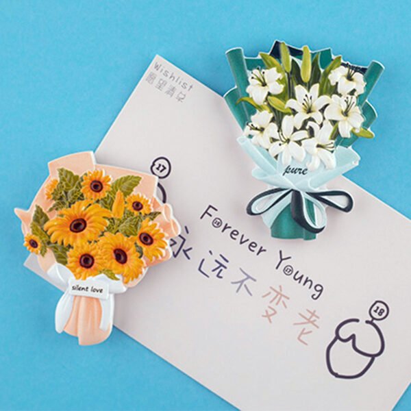 wholesale realistic resin 3d bouquet fridge magnets, creative magnets with roses, sunflowers, lilies, cultural and creative gifts factory direct