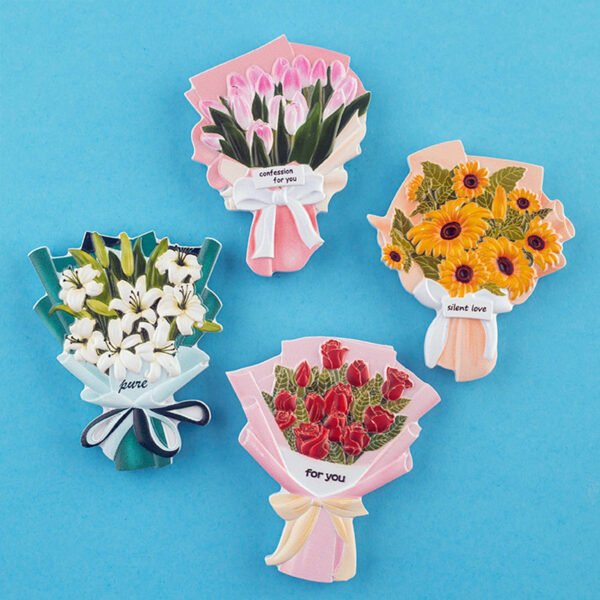 wholesale realistic resin 3d bouquet fridge magnets, creative magnets with roses, sunflowers, lilies, cultural and creative gifts factory direct